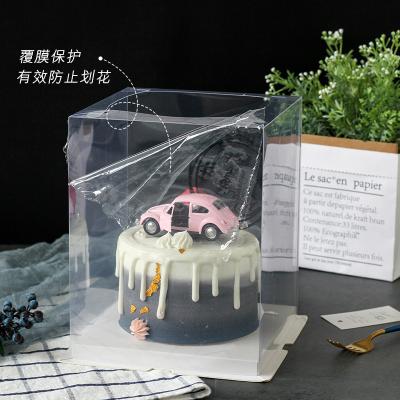 China Bakest Maker Clear Clear PVC PET Stocked Transparent White Plastic Cake Box For Birthday for sale