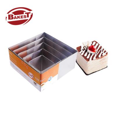 China Stocked Bakest Christmas Square Mold Slicer Making Stainless Steel Cake Tart Ring for sale