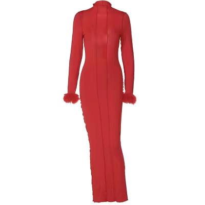 China Fiery and Volatile Women's Long Sleeve Curvy Backless Dress Anti-Static Dress for sale