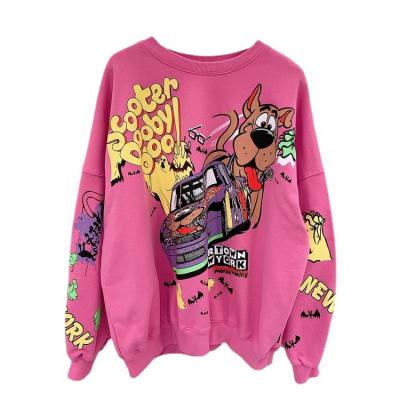 China New Custom Women's Round Neck High Street Sweatshirt QUICK DRY loose plus size women's hoodie and sweatshirt cartoon print puppy car swe for sale