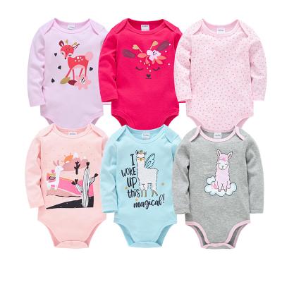 China 100% Cotton Organic Unisex Baby Rompers Lovely Deer Print 3 6 PCS/Lot Clothes Newborn 100% Cotton 0-24 Months Long Sleeve Overall Jumpsuit for sale