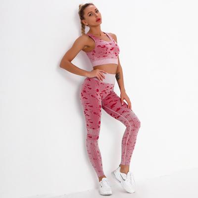 China Breathable Women's Workout Wear Yoga Suit 2 Pieces Seamless Women Yoga Tights Gym Bra Pants Set To Customize OEM Sports Working Uniform for sale