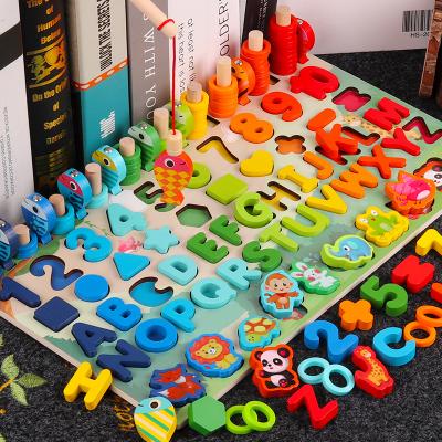 China More fun for kids Montessori Board Wooden Toys Multifunctional Math Count Geometric Toys for sale