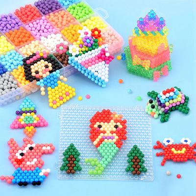 China Safe to Play Art Crafts Plastic Educational Toy Colorful Spray Water Fuse Bead Kits 24 Colors Fuse Beads Toys for sale