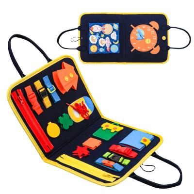 China Flexible Joints Collapsible Sensory Montessori Toys Educational Felt Busy Board For Toddlers for sale