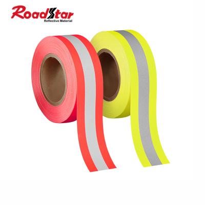 China OEKO Washable High Visibility Fluorescent Yellow Reflective FR Fire Retardant Webbing Tape for sale