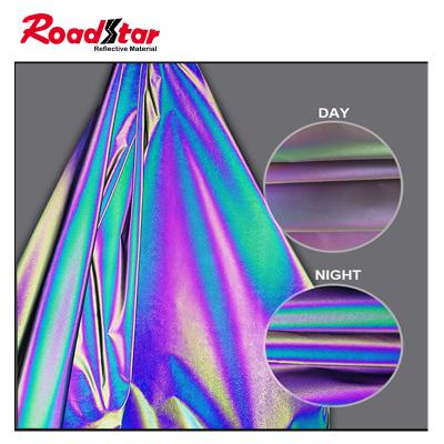 China Rainbow Color High Visibility Polyester Reflective Polyester Fabric For Fashion Jacket for sale