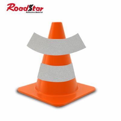 China Diy Safety High Flexible Self Adhesive Cone Cover Reflective Visibility Sticker For Traffic Cone for sale