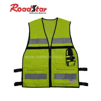 China Adjustable Reflective Vest Five Pocket Security Safety Reflective Vest For Road Safety for sale