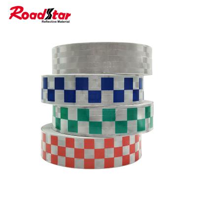 China Custom Printed Blue Metallic Metallic Plaid White Checkered Reflective Tape For Sale for sale