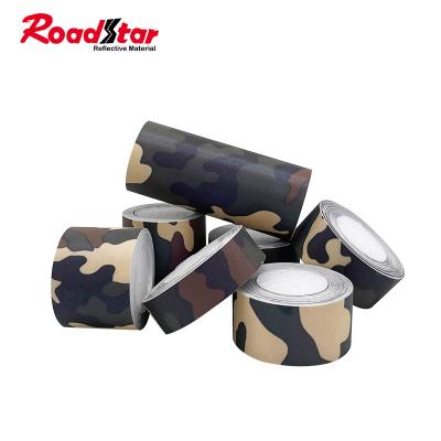 China 100% Polyester Camouflage Custom Self Adhesive Rainbow Fabric Reflective Sticker for Car, Bike, Helmet for sale