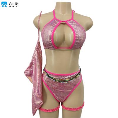 China Ailangke Wholesale High Quality Custom Design Bling Stripper Bag Leg Garter Waist Belly Dancewear Exotic Set for sale