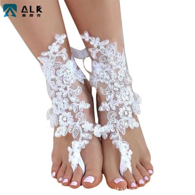 China Mold Making Materials Ailangke Wholesale Lace Anklets Cuban Link Butterfly Anklet Barefoot Sandals Party Prom Party Belly Dance Accessories for sale