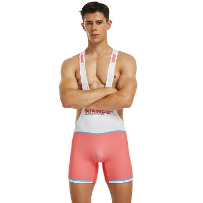 China Anti-wrinkle Men's vest wrestling leotard male fitness shark swimming trunks for sale