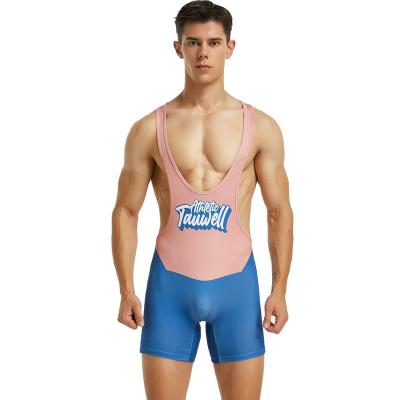 China Anti-wrinkle Men's vest wrestling leotard male fitness shark swimming trunks for sale