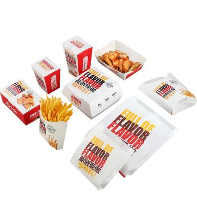 China Recyclable Logo Burger Fried Roast Chicken Nesting Custom Nugget Wing Box Fast Foods Take Out Paper Wrapper Hot Fast Donut Lunch Box for sale