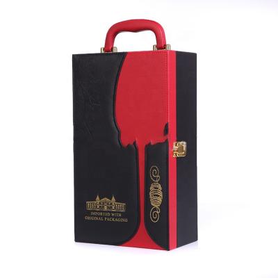 China Leather Wine Gifts Packaging Custom Bag Tote Carrying Organizer Hot Sale Wine Bottle Carrier Box Black Case For Amazon Walmart for sale