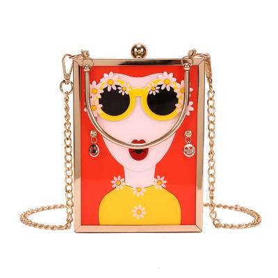 China PORTABLE Metal Acrylic Cross - Body Bag Girl New Cartoon Pattern Purses And Ladies Handbags Fashion Bags Ladies Girls Cute Bags For Women for sale