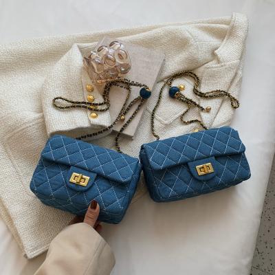 China Others 2022 fashionable blue ladies purses and sling sling handbags Korean denim handbag samples for women for sale