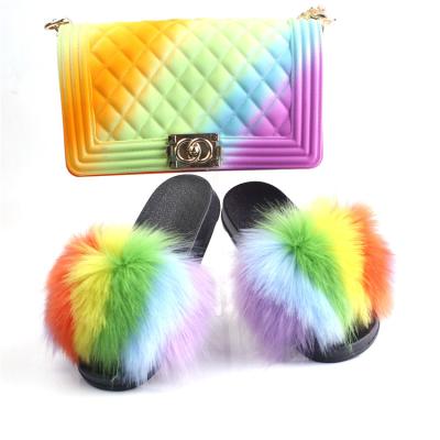 China Fashion Amazon New Fashion Handbags Fur Slippers Luxury Women Shoes Handbag 2021 For Ladies Handbags PVC for sale