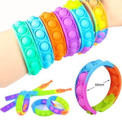 China High Quality Eco-Friendly Material/Safety Kids Push Up Bubble Wristband PVC Relax Wristband Finger Squeeze Restless Person Sensory Bracelet for sale