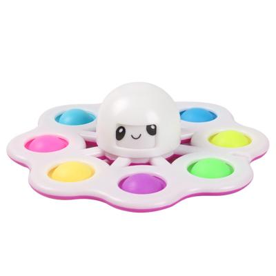 China 2022 New Trending Funny Educational Products Double Side Flip Face Change Gyro Pop Push Bubble Octopus Spinning Toy Fidget Spinner for sale