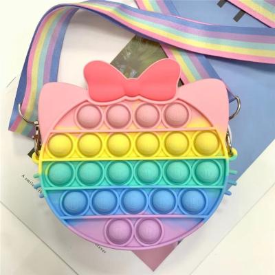 China Water Proof OEM Support Colorful Cute Girls Backpack Sensory Mini Tote Fidget Bag Toy Push Bubble Coin Purse With Shoulder Strap for sale