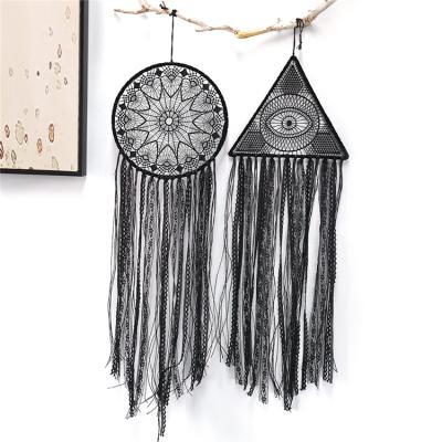 China 100% Handmade Evil Eyes Crystal Chakra Dream Catchers Star Moon Tassel Black Tapestry Wall Home Furniture for sale