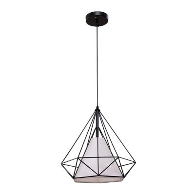 China Multiple color for option modern loft lamp E27 black iron cage diamond shape industrial hanging indoor pendant light for sale