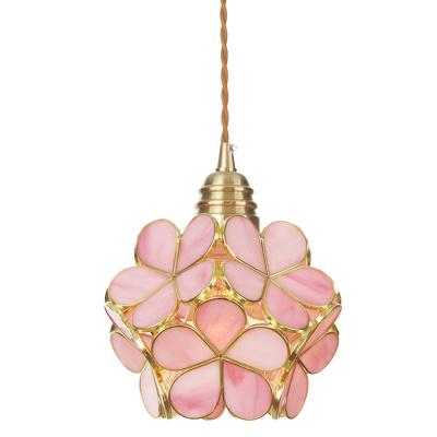 China Colorful modern brass flower colored chandelier industrial lamps for restaurant pendant light lampshape for sale