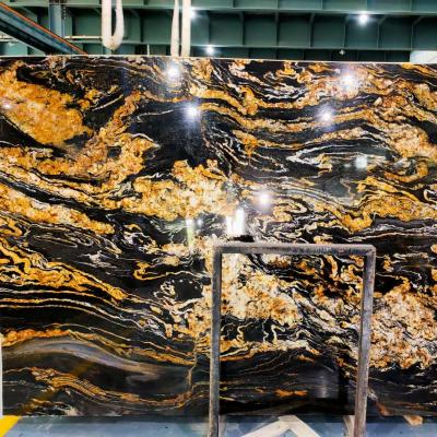 China 2021 modern good quality natural black granite with gold veins luruxy black grantie with gold veins for sale