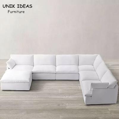 Cina Strato moderno Sofa Living Room Furniture a forma di L bianco delle canape del tessuto in vendita