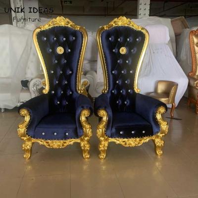 China Gold königlicher Sofa King And Queen Chairs für die Heirat des Mietbankett-blauen Schwarzen zu verkaufen