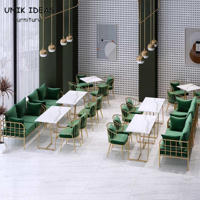 China Breakfast Break Room Commercial Booth Seating Furniture Cafe Gold Stainless Steel for sale