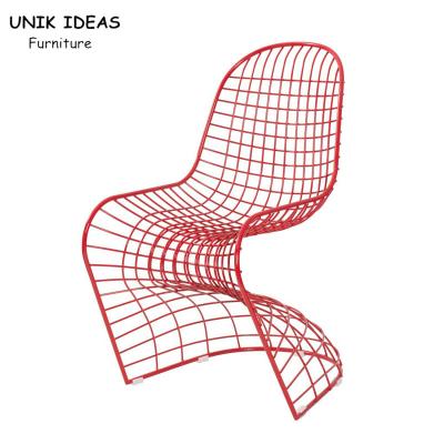 China S Shaped Metal Wire Outdoor Dining Chair Classic Designer Simple 53x65x89cm for sale