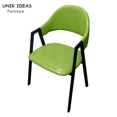 China Gevormde Metaalkader het Dineren Stoelen met Groene Gele Grijs van het Wapens het Minimalistische Ijzer Te koop