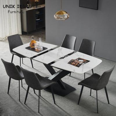 China Witte Luxeeettafel en Stoelen 150cm 140cm 130CM 160cm 6 Uitgebreide Zetels Te koop