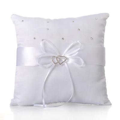 China Wedding Accessories David's Bridal Ring Pillow For Wedding Lace Rhinestones Bridal Ring Pillow for sale