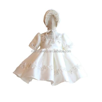 China Girls One-Piece Formal Dress Holy Communion Baptism Dress Short Sleeve Children's First Dress Simple Cute White Design Baby Dress for sale