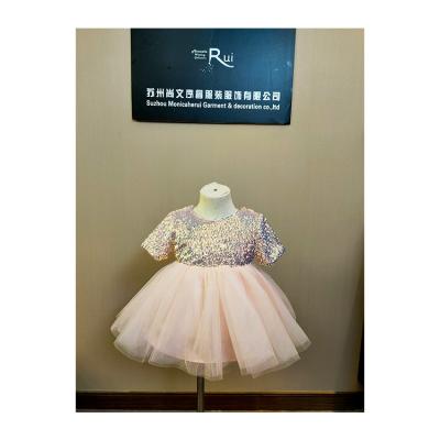 China Special Hot Selling Elegant Princess Girls Flower Dress Wedding Polyester Short Sleeve for sale