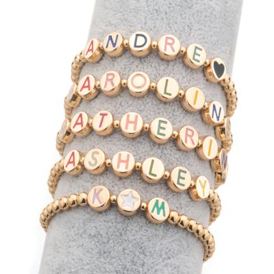 China BOHEMIA Factory Wholesale Gold Hematite Bracelet Beaded Stretch Letter Beads Bracelet for sale