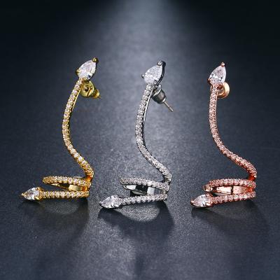 China FASHIONABLE Personalized Long Metal Snake Earrings Inlaid Diamond Zircon Earrings Studs for sale