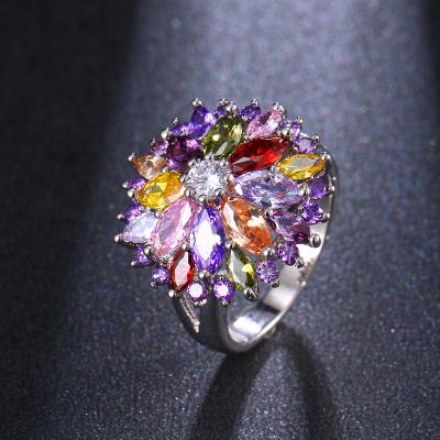 China Trendy Trendy Color Zircon Luminous Index Ring Rainbow Zircon Vintage Ring For Women for sale