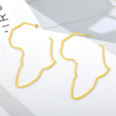 China Ethnic Hot Selling Africa National Map Cavity Style Hoop Earrings Circle Stainless Steel Dangling Earrings for sale