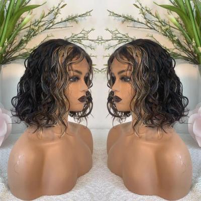 China Factory Price Water Wave Brazilian Natural Hairline Brazilian Natural Wave Wig PrePlucked Glueless Short Straight Thick Shedding Soft Front Human Hair Wig for sale