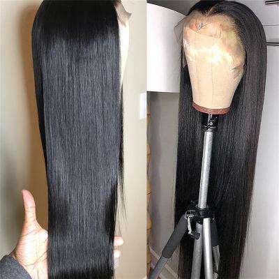 China Wholesale Cheap Brazilian Straight 360 Barely Shedding Thick Smooth Soft Full Lace Front Human Hair Wigs For Women HD Color Natural Transparent Lace Band Wigs for sale