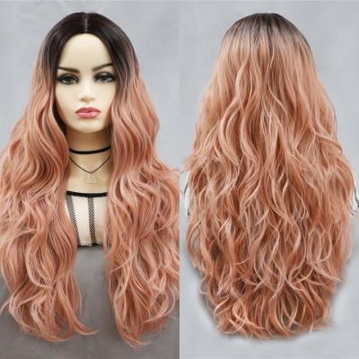 China Cheap High Quality Machine Made Body Wave Synthetic Wigs Made Of Synthetic Fiber Heat Resistant Wigs For Black Women for sale