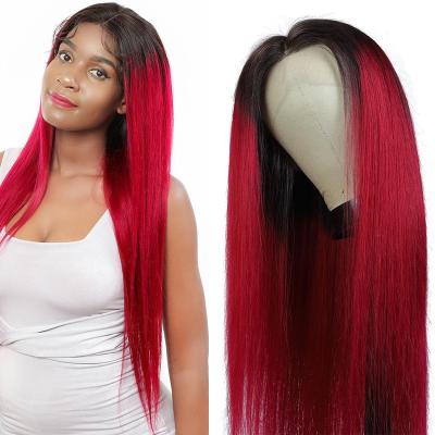 China KEMY 4*13 Straight Lace Band Brazilian Hair Wigs Ombre Brown Pre Plucked HD Lace Wig Remy Hair Wigs For Black Women for sale