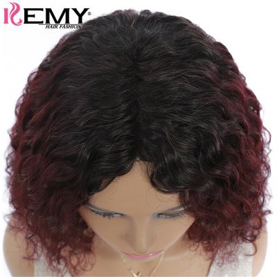 China New KEMY Bohemian Curly Color Ombre Brown Brazilian Hair Wigs HD Lace Front Wigs Natural Human Hair Lace Front Wig For Black Women for sale