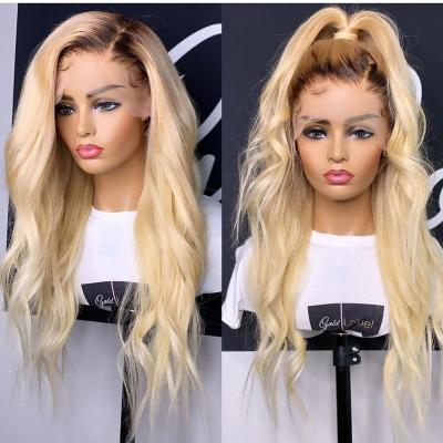 China KEMY Brazilian Straight Human Hair Wigs With 4*13 Lace Front Human Hair Lace Front Wigs Ombre Blonde Pre Plucked Straight Wigs 180% Density for sale